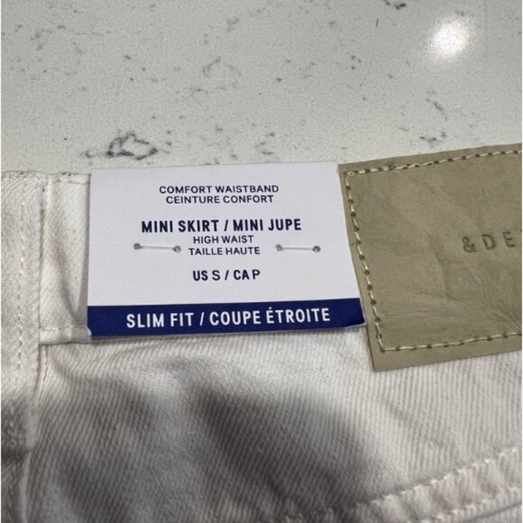 White Denim High Waisted Skirt - Picture 4 of 4